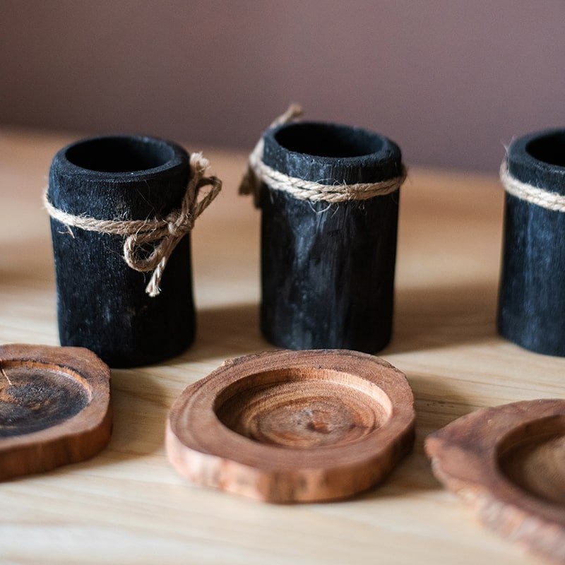 Desktop Charcoal Planter Wood Tray - Cheeky Garden