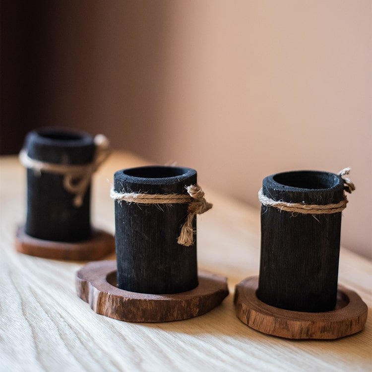 Desktop Charcoal Planter Wood Tray - Cheeky Garden
