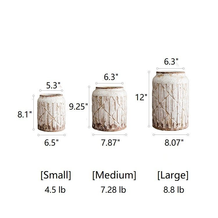 Distressed White Ceramic Flower Jar Vase - Cheeky Garden