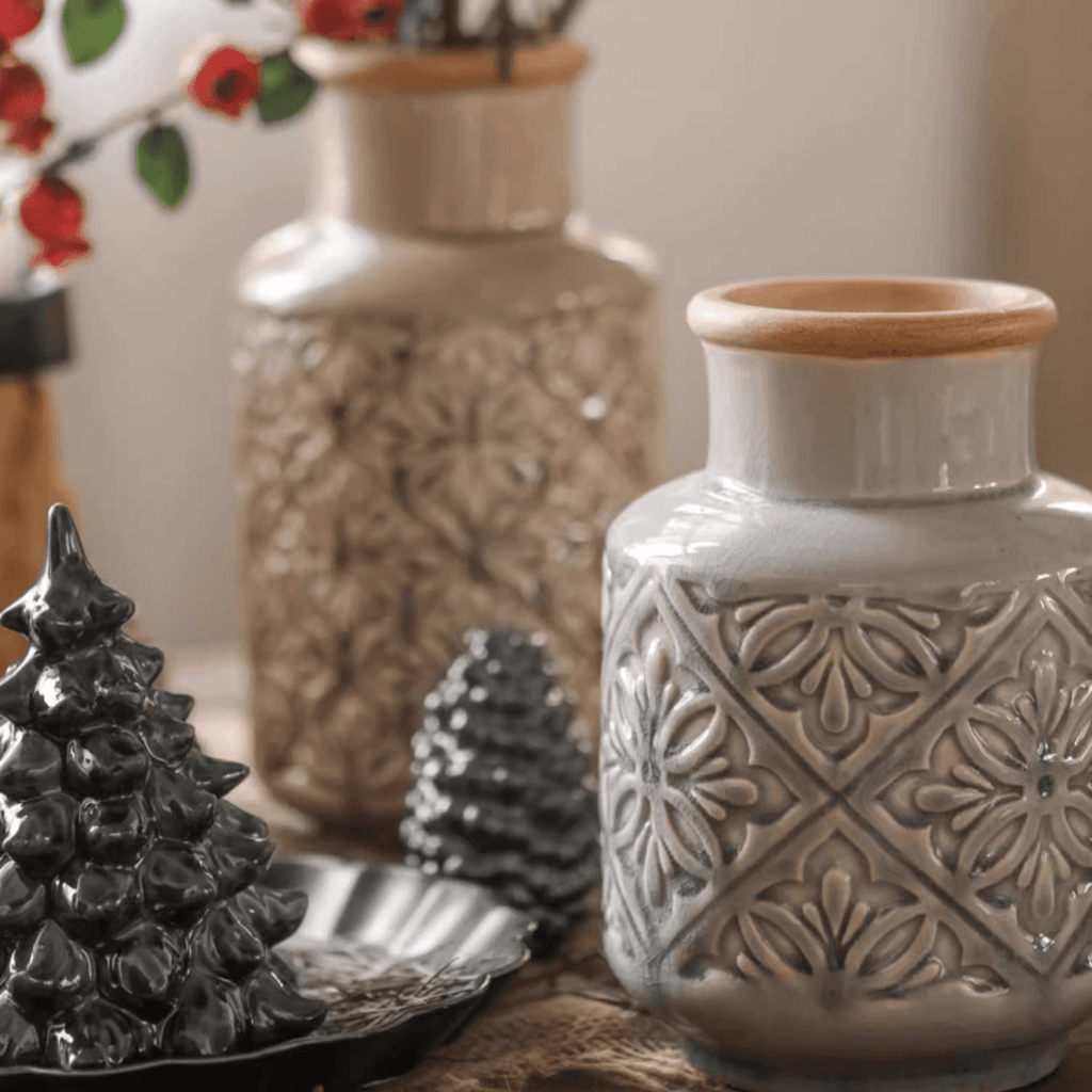 Domino Embossed Pattern Vase - Cheeky Garden