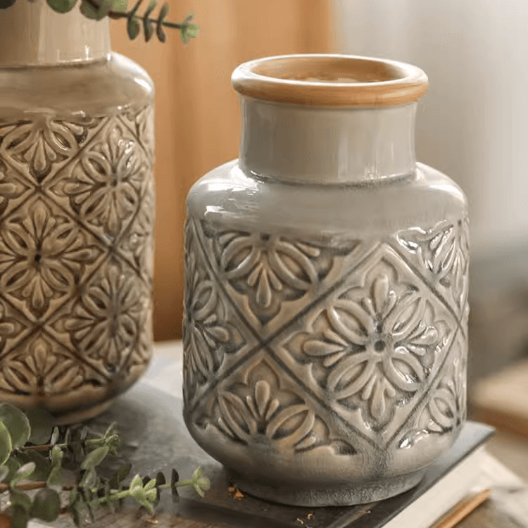 Domino Embossed Pattern Vase - Cheeky Garden