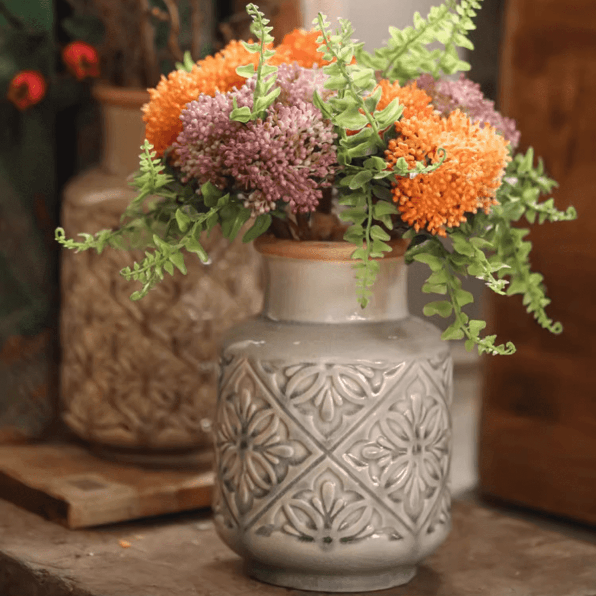 Domino Embossed Pattern Vase - Cheeky Garden