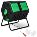 Dual Chamber Garden Compost Tumbler with Sliding Doors-Black & Green - Cheeky Garden