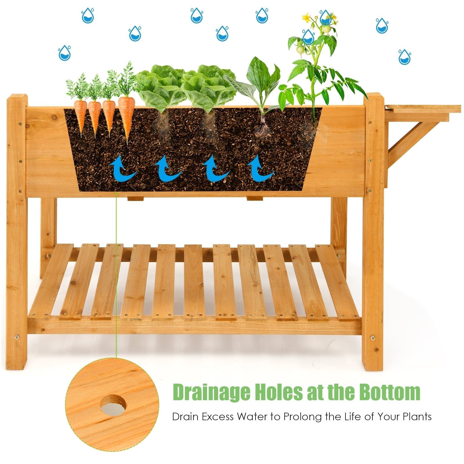 Elevated Planter Box Kit with 8 Grids and Folding Tabletop - Cheeky Garden
