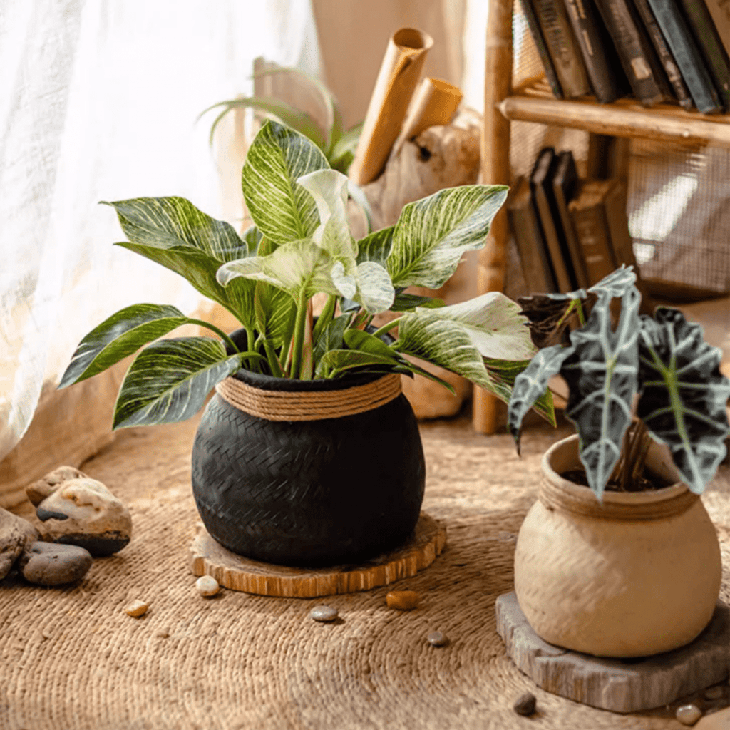 Faux Bamboo Woven Cement Planter - Cheeky Garden