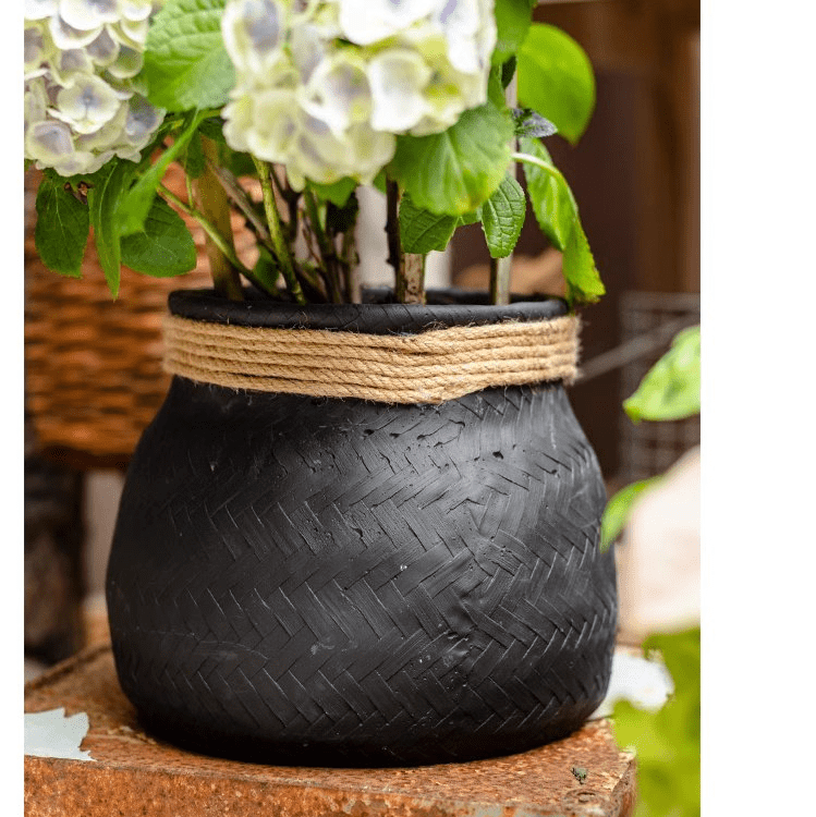 Faux Bamboo Woven Cement Planter - Cheeky Garden