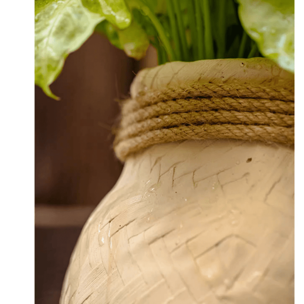 Faux Bamboo Woven Cement Planter - Cheeky Garden