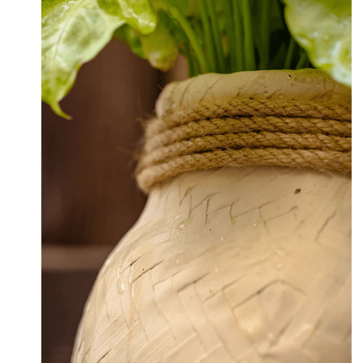 Faux Bamboo Woven Cement Planter - Cheeky Garden