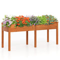 Fir Wood Outdoor Raised Garden Bed with Divider Panel and Drainage Holes - Cheeky Garden