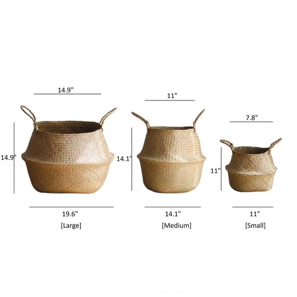Foldable Seagrass Belly Basket with Handles - Cheeky Garden