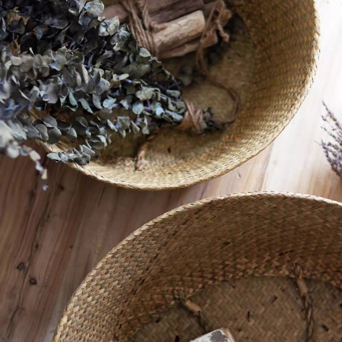 Foldable Seagrass Belly Basket with Handles - Cheeky Garden