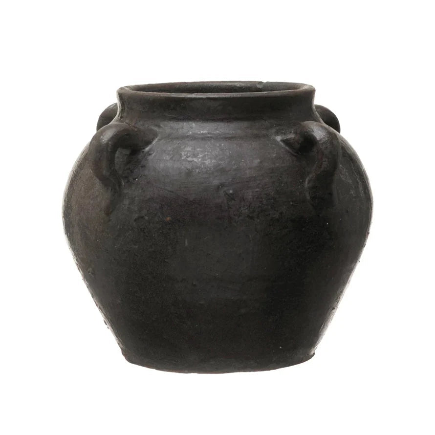 Found Black Clay Jar with Handles - Cheeky Garden