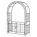 Garden Arbor with Gate with Multiple Side Crossbars and 4 Sharp Ground Stakes-Black - Cheeky Garden
