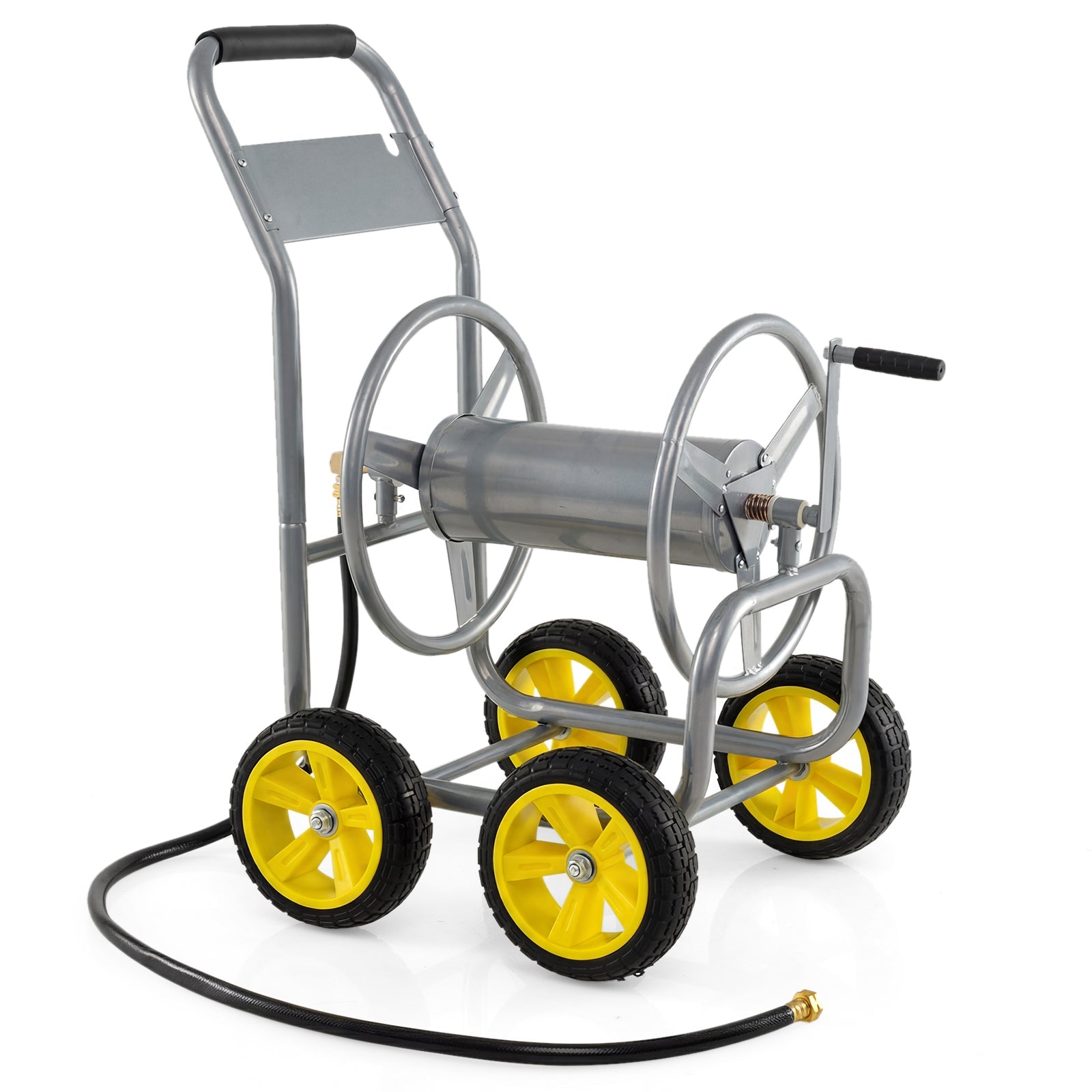 Garden Hose Reel Cart 4 Wheels Heavy-Duty Metal Water Hose Organizer Portable - Cheeky Garden