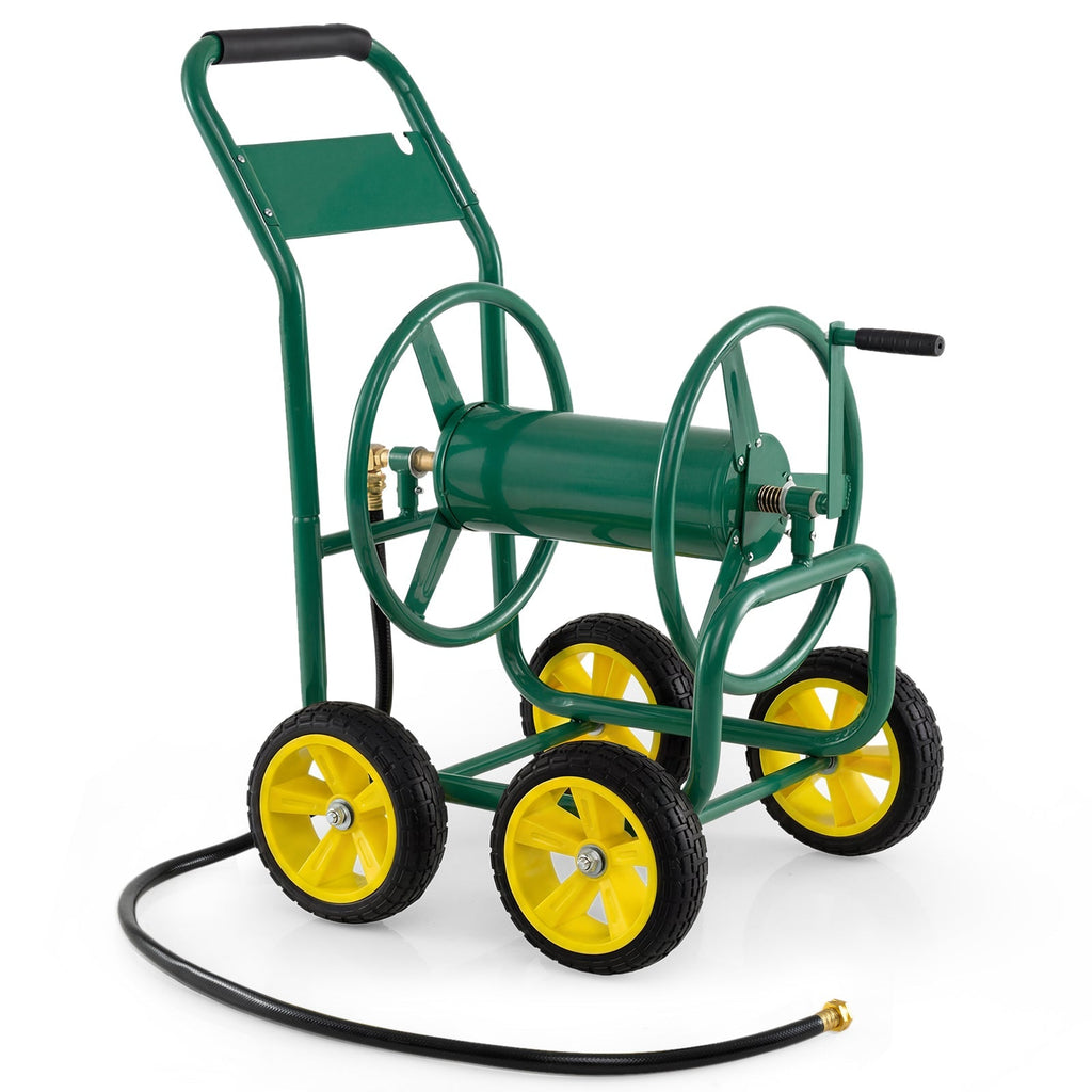 Garden Hose Reel Cart 4 Wheels Heavy-Duty Metal Water Hose Organizer Portable - Cheeky Garden