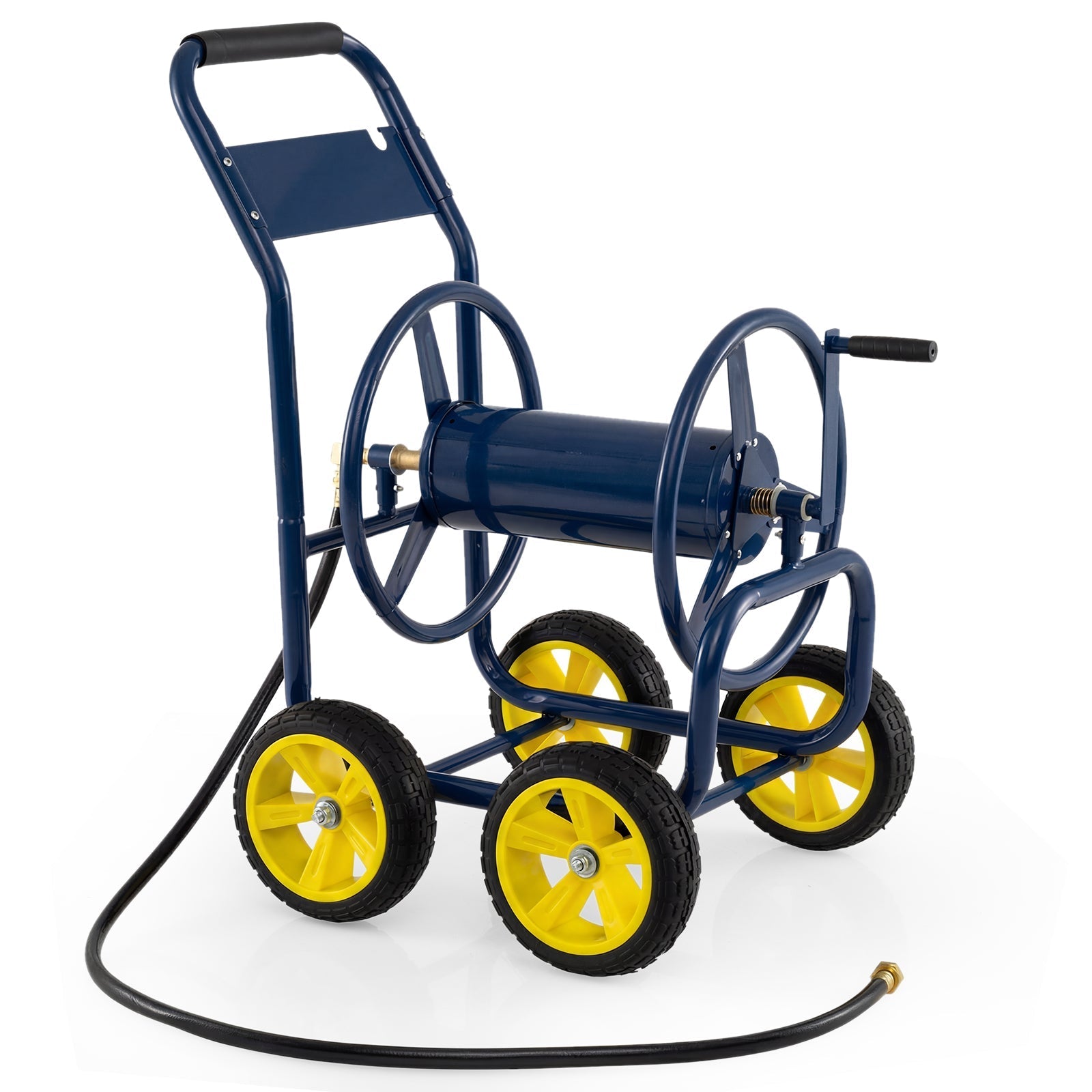 Garden Hose Reel Cart 4 Wheels Heavy-Duty Metal Water Hose Organizer Portable - Cheeky Garden