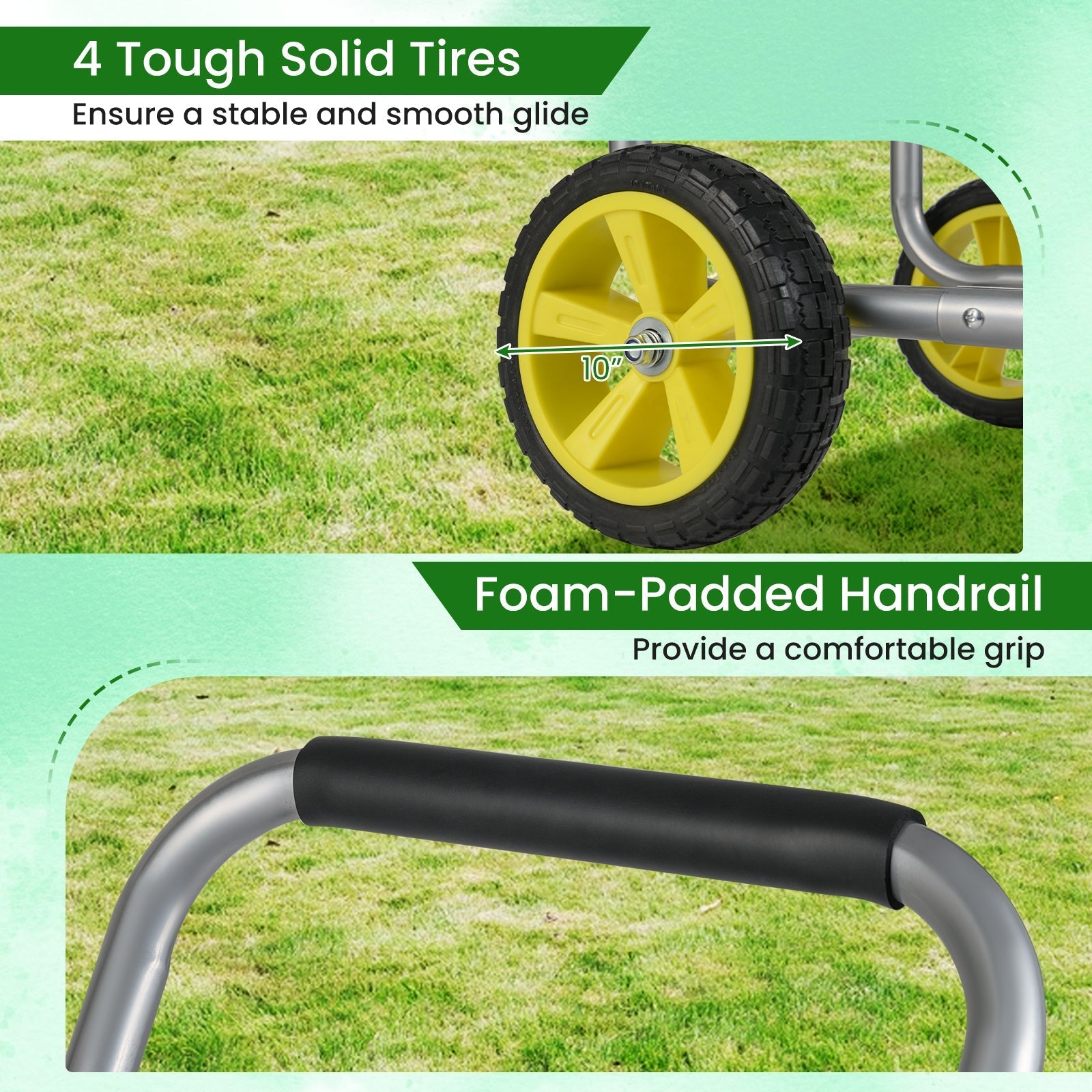 Garden Hose Reel Cart Metal Hose Cart with 4 Wheels and Storage Basket - Cheeky Garden