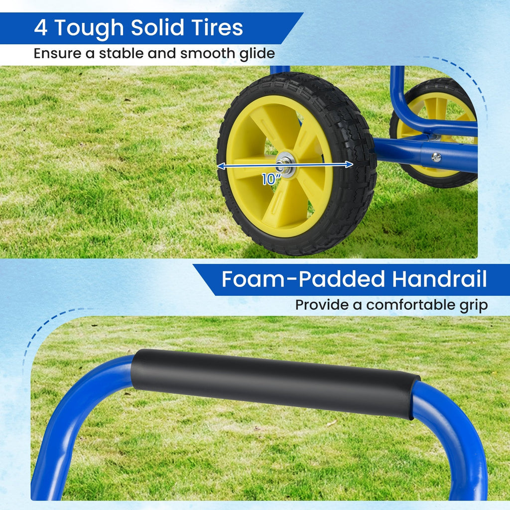 Garden Hose Reel Cart Metal Hose Cart with 4 Wheels and Storage Basket - Cheeky Garden