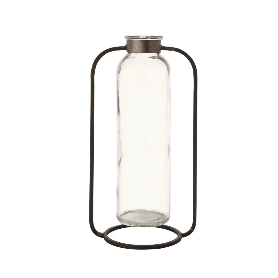 Glass Bud Vase in Metal Stand - Cheeky Garden