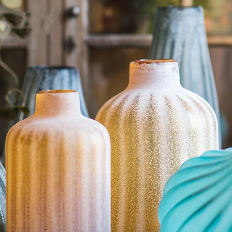 Glass Vase Hand Blown Frosted Art Glass - Cheeky Garden