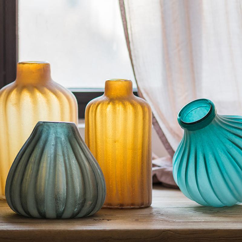 Glass Vase Hand Blown Frosted Art Glass - Cheeky Garden