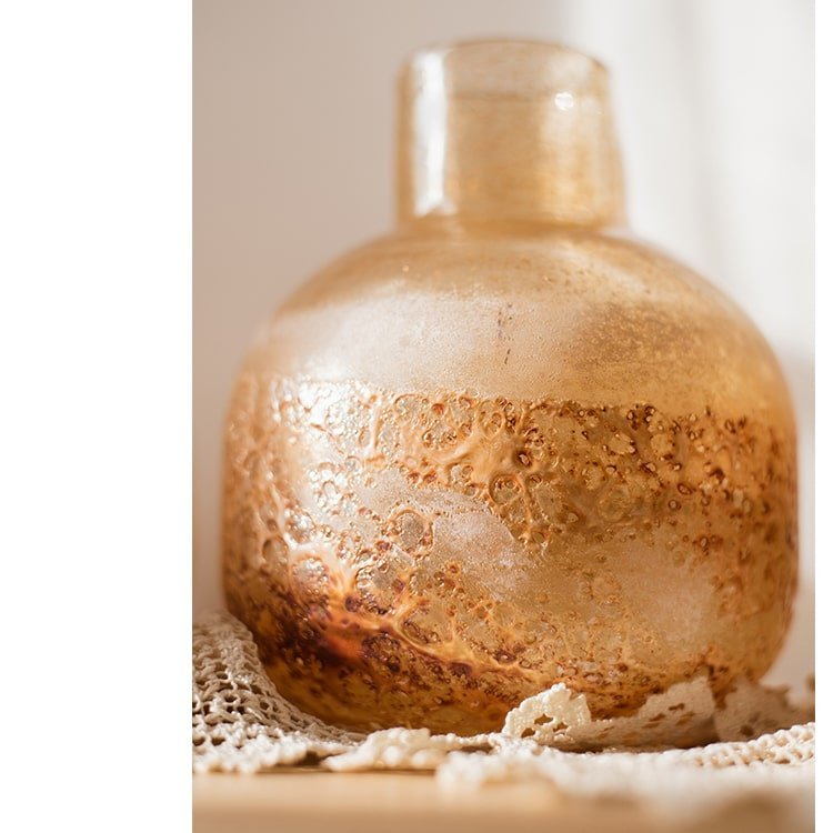 Hand Blown Bubble Glass Bud Vase Amber - Cheeky Garden