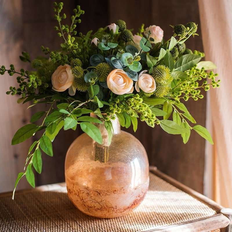Hand Blown Bubble Glass Bud Vase Amber - Cheeky Garden