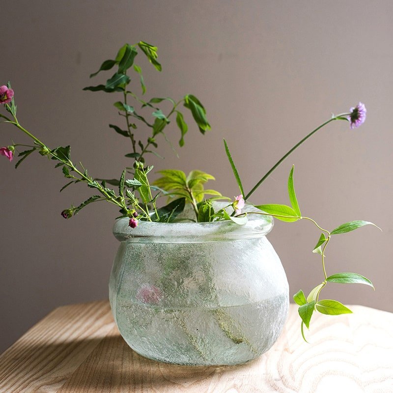 Hand Blown Glass Foggy Glass Vase - Cheeky Garden