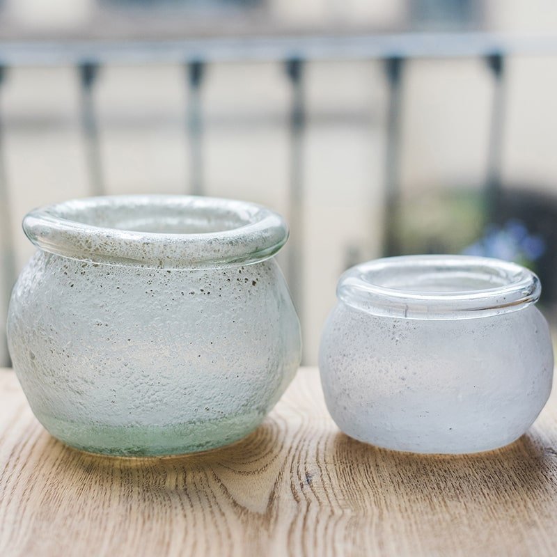 Hand Blown Glass Foggy Glass Vase - Cheeky Garden