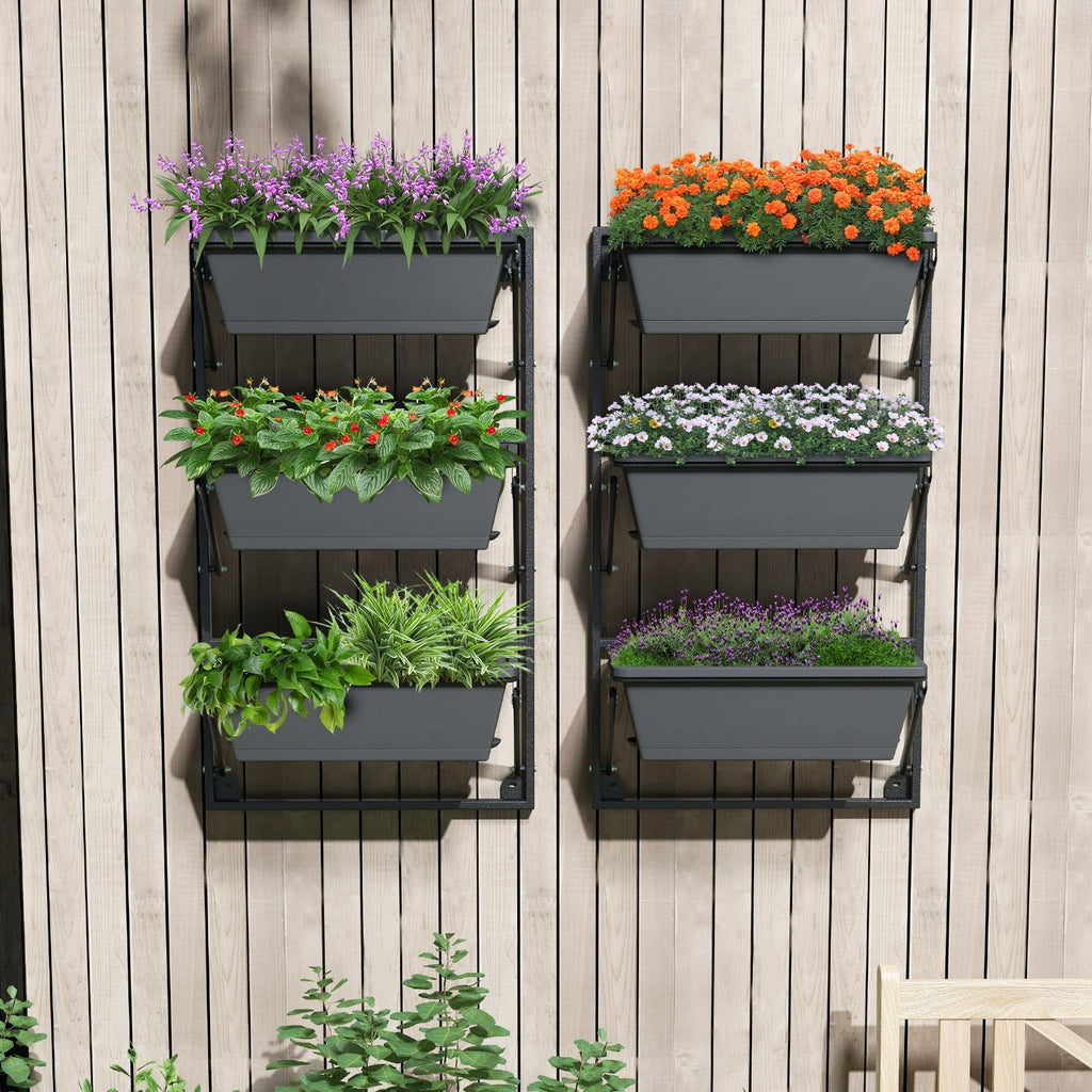 Hanging Vertical Planter Wall-mounted Adjustable with Detachable Hooks-Black - Cheeky Garden