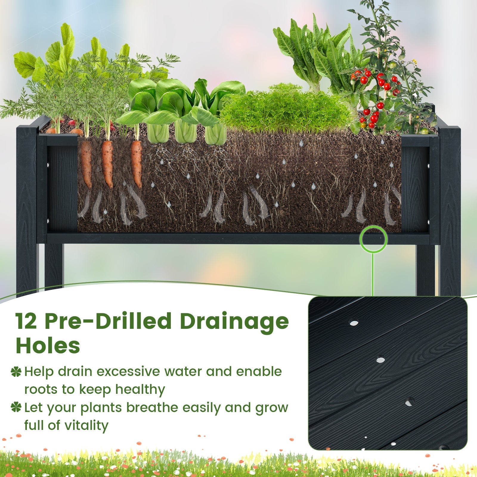 HIPS Raised Garden Bed Poly Wood Elevated Planter Box - Cheeky Garden
