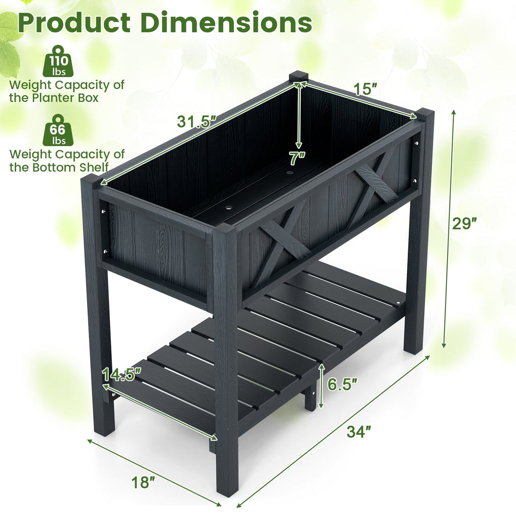 HIPS Raised Garden Bed Poly Wood Elevated Planter Box - Cheeky Garden