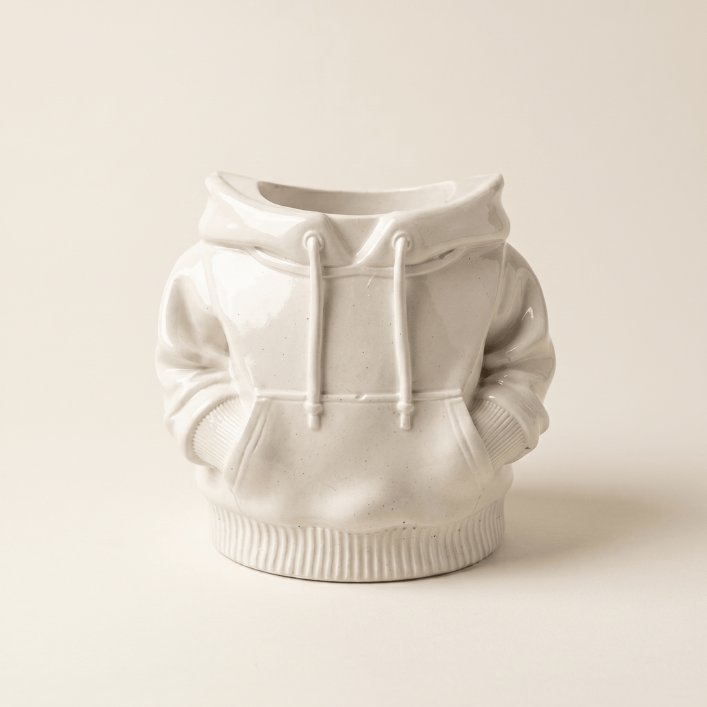 Hoodie Sweatshirt Planter – Gypsum White 4" - Cheeky Garden