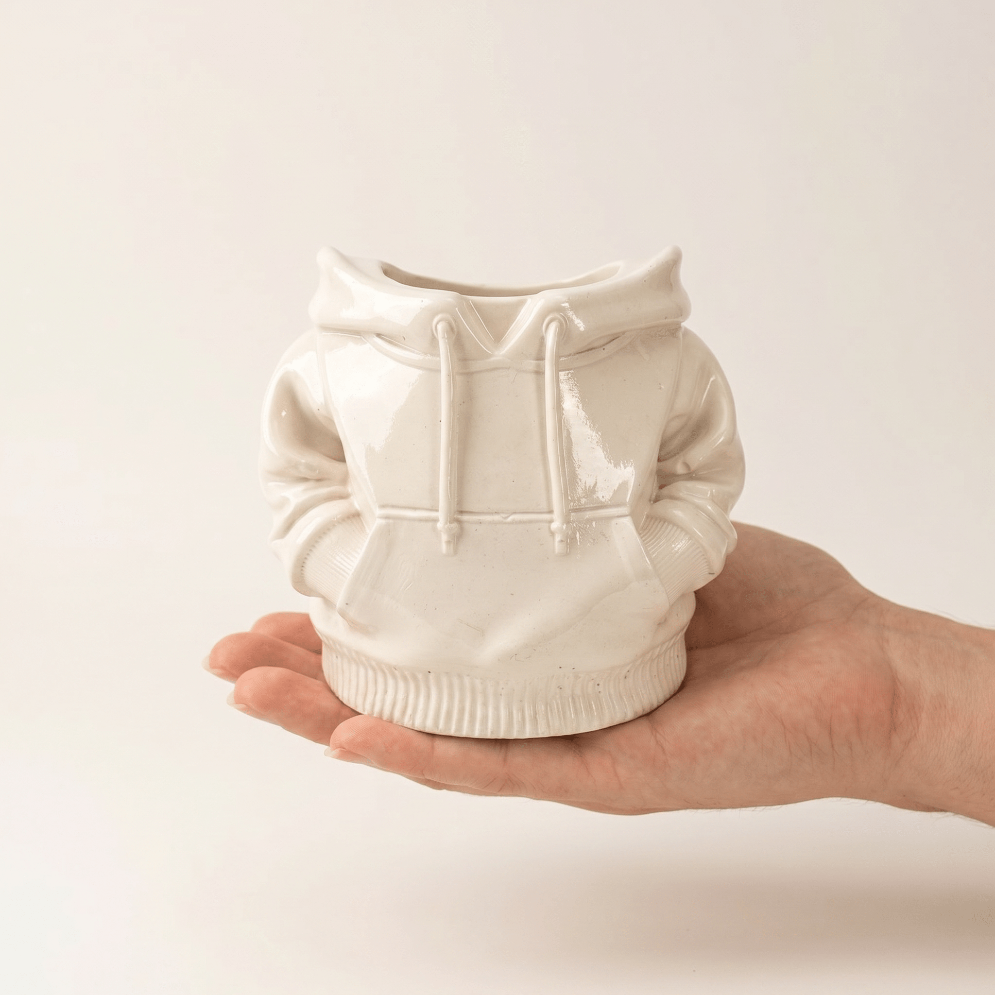 Hoodie Sweatshirt Planter – Gypsum White 4" - Cheeky Garden