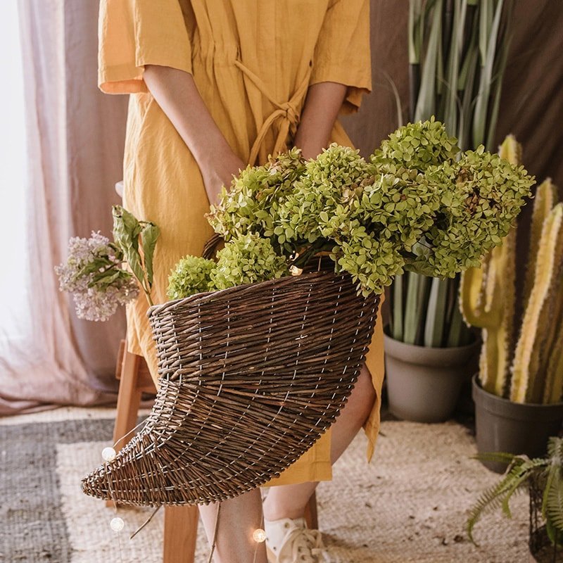 Horn Shape Willow Hanging Basket Planter - Cheeky Garden