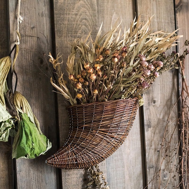 Horn Shape Willow Hanging Basket Planter - Cheeky Garden