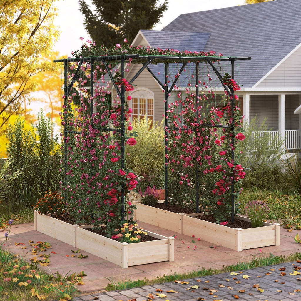Large Garden Arch Trellis for Climbing Plants Outdoor Grape Vine Support-Black - Cheeky Garden