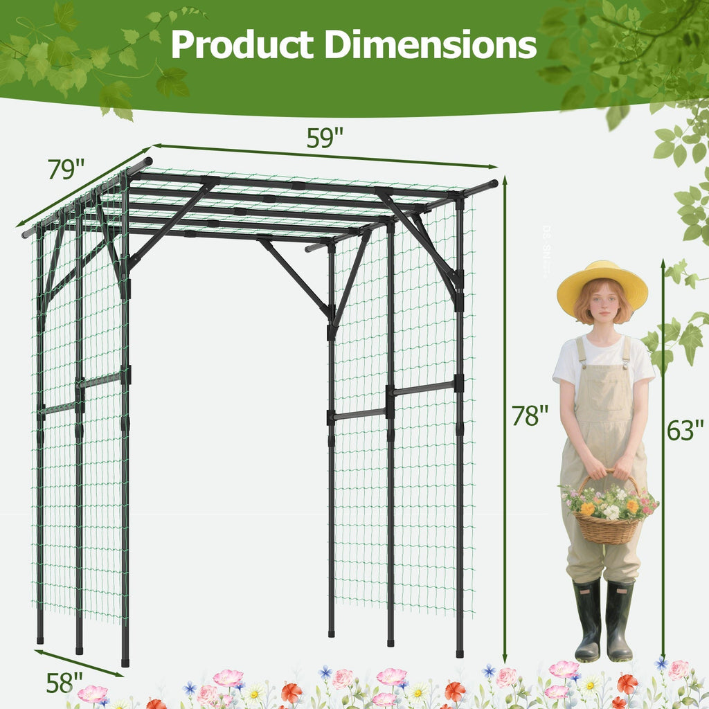 Large Garden Arch Trellis for Climbing Plants Outdoor Grape Vine Support-Black - Cheeky Garden