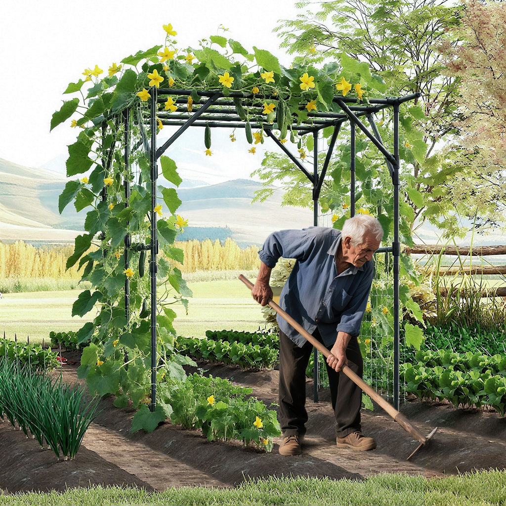 Large Garden Arch Trellis for Climbing Plants Outdoor Grape Vine Support-Black - Cheeky Garden