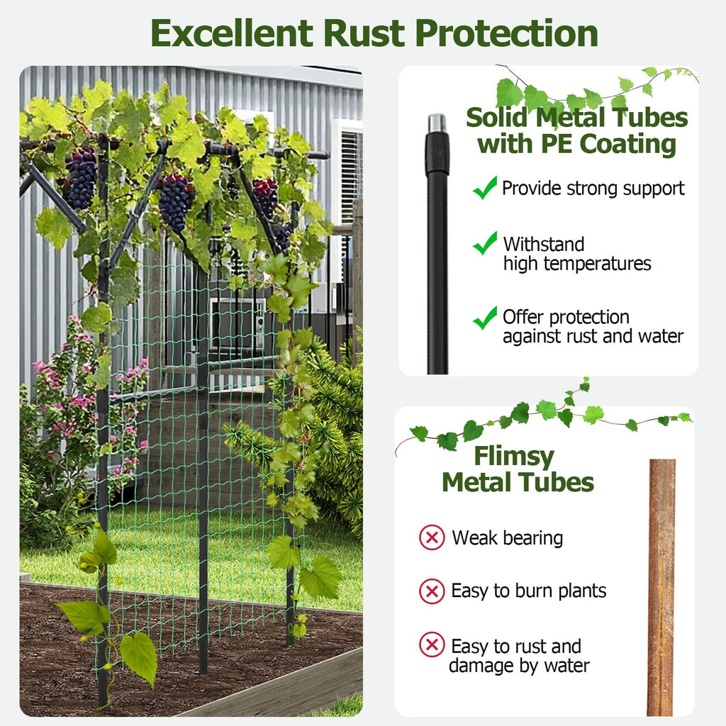 Large Garden Arch Trellis for Climbing Plants Outdoor Grape Vine Support-Black - Cheeky Garden
