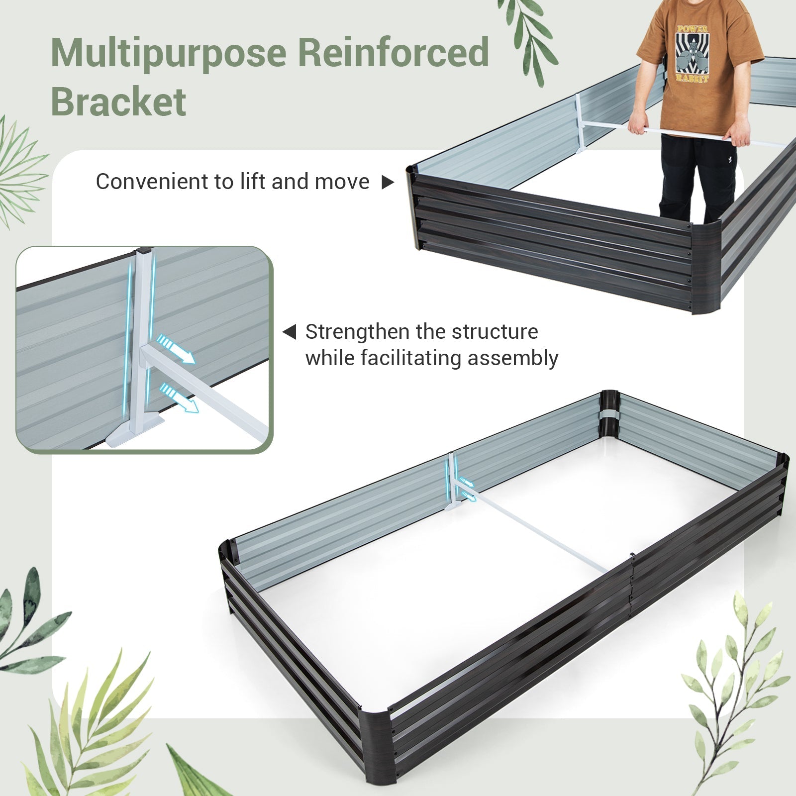 Large Outdoor Metal Planter Box for Vegetable Fruit Herb Flower-Coffee - Cheeky Garden