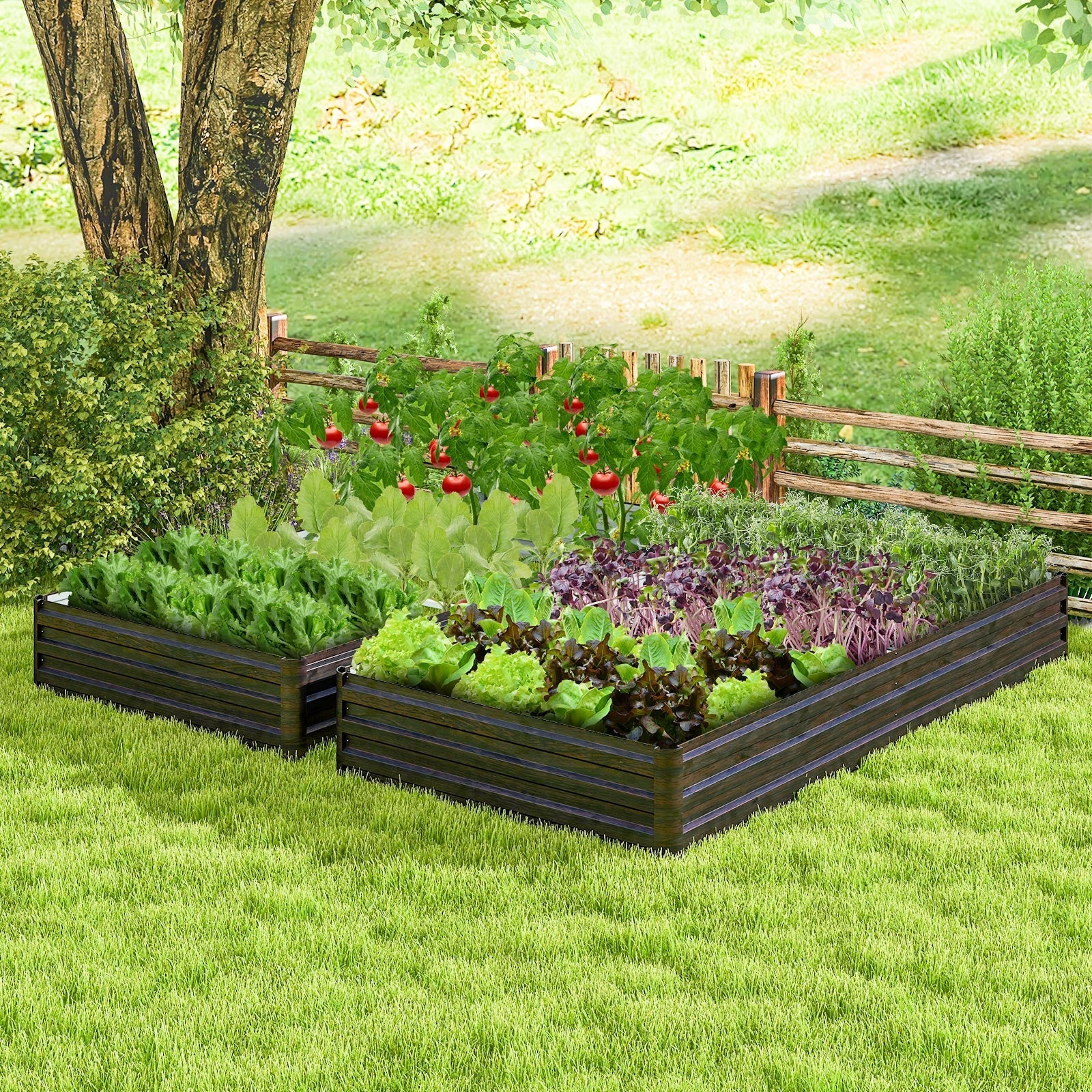 Large Outdoor Metal Planter Box for Vegetable Fruit Herb Flower-Coffee - Cheeky Garden