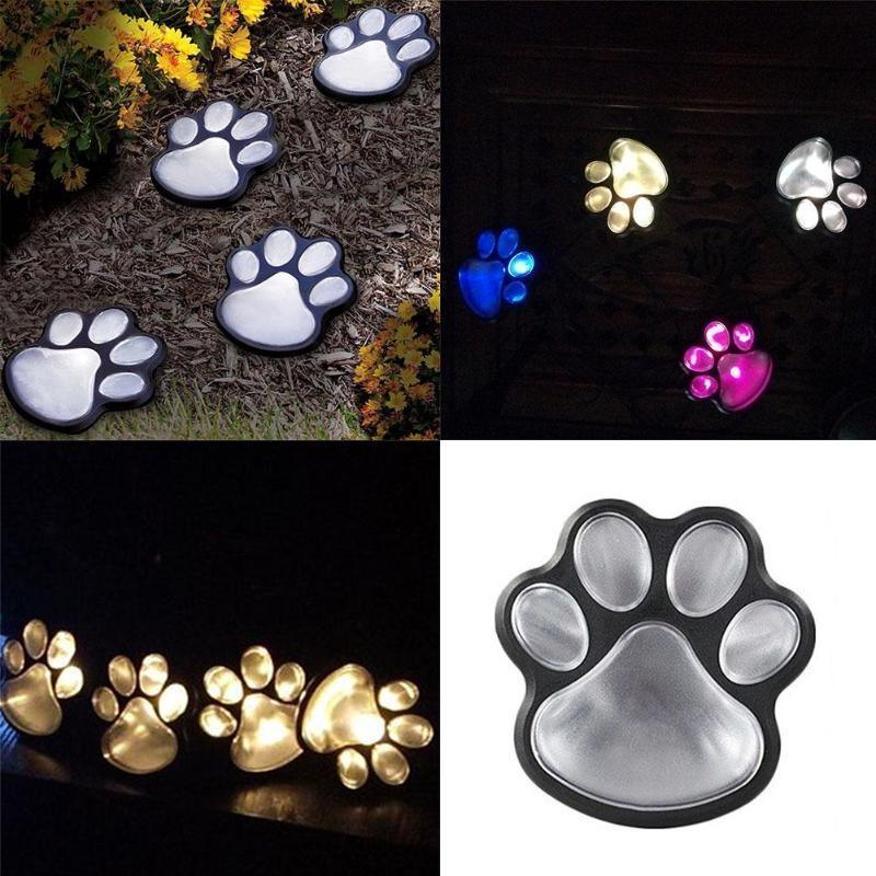 LED Solar Waterproof Cat Dog Animal Paw Shape Lights For Garden Yard Pathway Animal Lover - Cheeky Garden