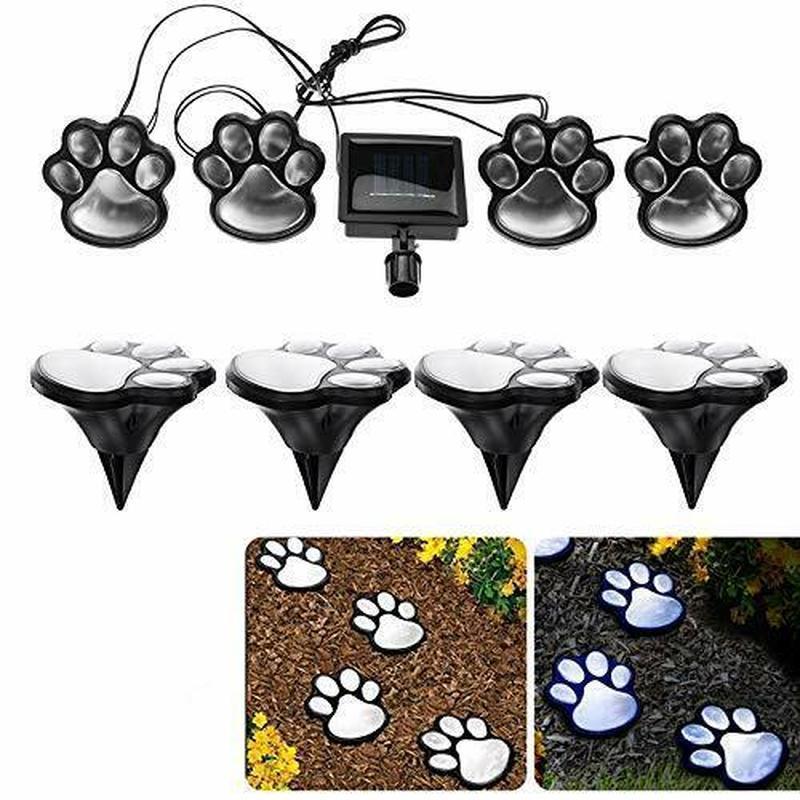 LED Solar Waterproof Cat Dog Animal Paw Shape Lights For Garden Yard Pathway Animal Lover - Cheeky Garden