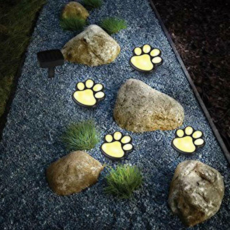 LED Solar Waterproof Cat Dog Animal Paw Shape Lights For Garden Yard Pathway Animal Lover - Cheeky Garden