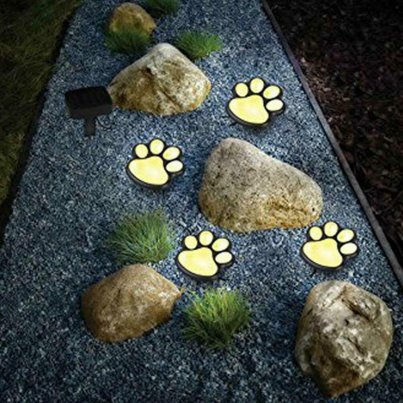 LED Solar Waterproof Cat Dog Animal Paw Shape Lights For Garden Yard Pathway Animal Lover - Cheeky Garden
