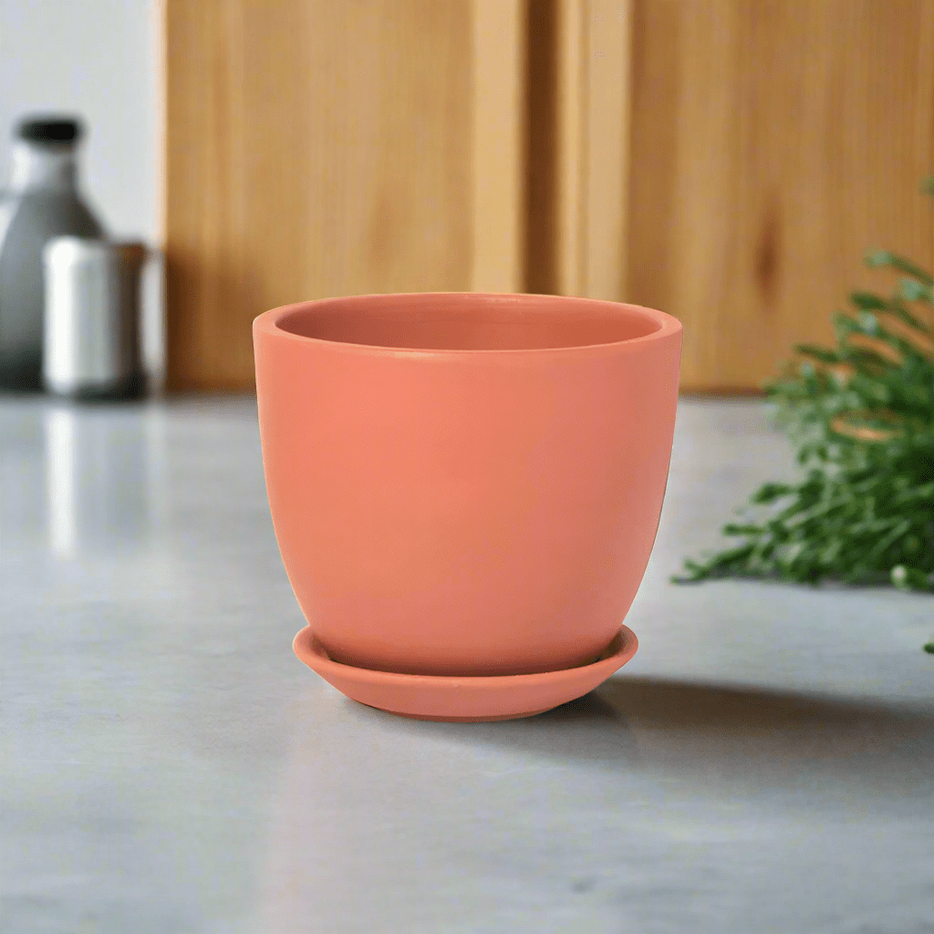 Marie Oval Terracotta Minimalist Planter – Empty - Cheeky Garden