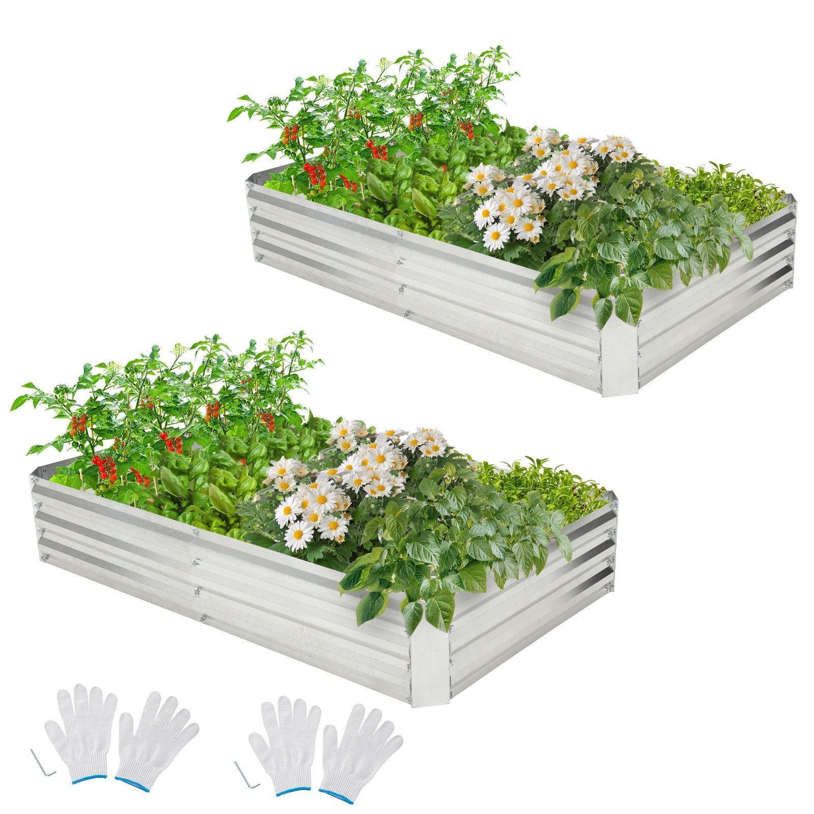 Metal Galvanized Raised Garden Bed with Open-Ended Base - Cheeky Garden