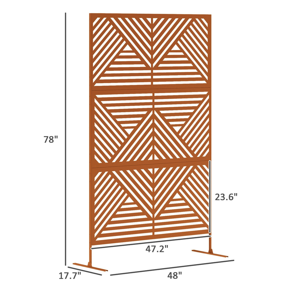 Metal Outdoor Privacy Screen & Plant Trellis with Stand – Rhombus Brown - Cheeky Garden