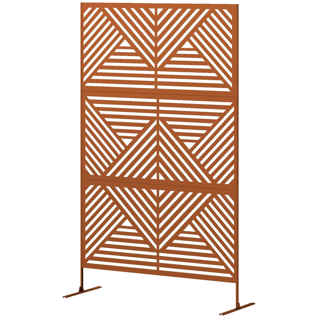 Metal Outdoor Privacy Screen & Plant Trellis with Stand – Rhombus Brown - Cheeky Garden